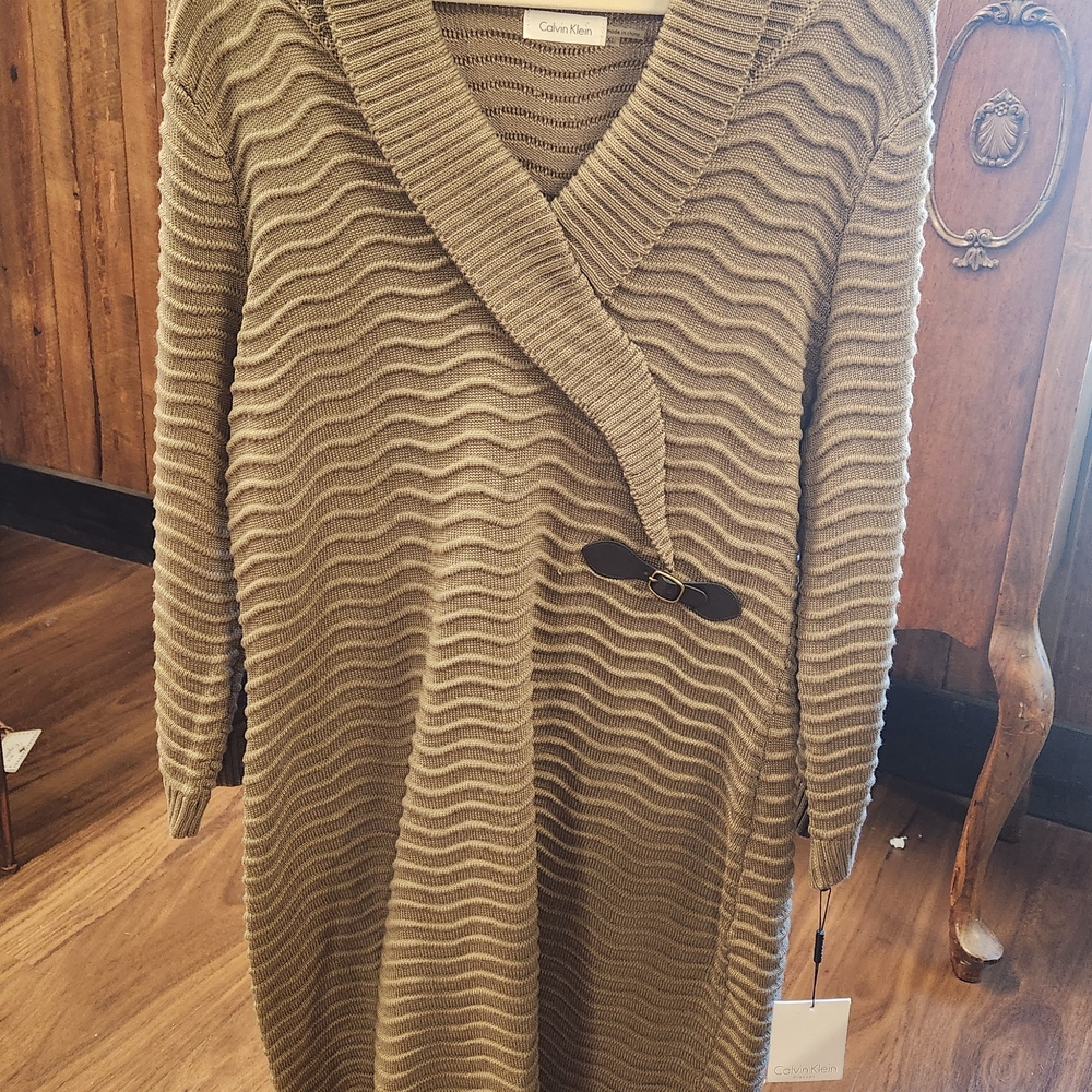 Calvin Klein Olive Green Knit Cardigan